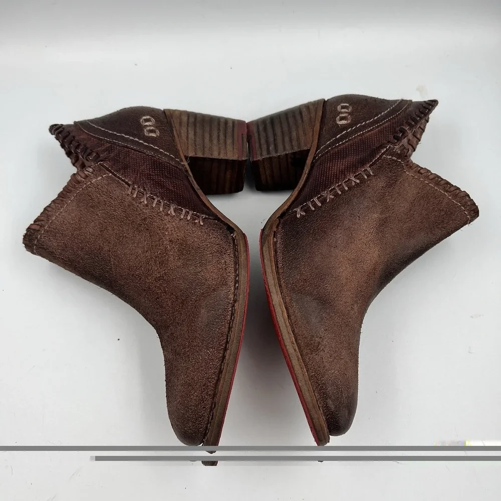 Bed Stu Carla Brown Leather Zipper Ankle Booties Boots Cobbler W 7.5 F393009